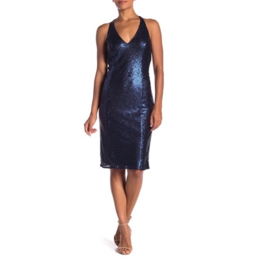 NWOT JAY GODFREY V-Neck Cutout Sequin Midi Dress